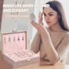 imageDajasan Jewelry Boxes for Women Girls 2 Layers Jewelry Organizer Box with Removable Tray Mothers Day Gifts Jewelry Storage Case for Friends Wife or Mom Gift Beige