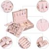 imageDajasan Jewelry Boxes for Women Girls 2 Layers Jewelry Organizer Box with Removable Tray Mothers Day Gifts Jewelry Storage Case for Friends Wife or Mom Gift Beige