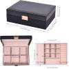 imageDajasan Jewelry Boxes for Women Girls Jewelry Organizer Box 2Layer Large Leather Jewelry Storage Case for Earring Ring Necklace Bracelets Black