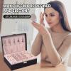 imageDajasan Jewelry Boxes for Women Girls Jewelry Organizer Box 2Layer Large Leather Jewelry Storage Case for Earring Ring Necklace Bracelets Black