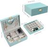 imageDajasan Jewelry Boxes for Women Girls Jewelry Organizer Box 2Layer Large Velvet Jewelry Organizer for Rings Necklaces Bracelets Watch EarringPinklight green