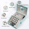 imageDajasan Jewelry Boxes for Women Girls Jewelry Organizer Box 2Layer Large Velvet Jewelry Organizer for Rings Necklaces Bracelets Watch EarringPinklight green