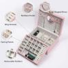 imageDajasan Jewelry Boxes for Women Girls Jewelry Organizer Box 2Layer Large Velvet Jewelry Organizer for Rings Necklaces Bracelets Watch EarringPinkpink