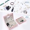 imageDajasan Jewelry Boxes for Women Girls Jewelry Organizer Box 2Layer Large Velvet Jewelry Organizer for Rings Necklaces Bracelets Watch EarringPinkpink