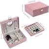 imageDajasan Jewelry Boxes for Women Girls Jewelry Organizer Box 2Layer Large Velvet Jewelry Organizer for Rings Necklaces Bracelets Watch EarringPinkpink