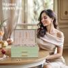 imageDajasan Jewelry Boxes for Women Jewelry Box Organizer with 2 Drawers 3Tier Large Jewelry Holder Organizer Box for Necklace Ring Earring Bracelet Gift Idea Modern Style WhiteAvocado Green