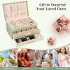 imageDajasan Jewelry Boxes for Women Jewelry Box Organizer with 2 Drawers 3Tier Large Jewelry Holder Organizer Box for Necklace Ring Earring Bracelet Gift Idea Modern Style WhiteAvocado Green