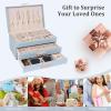 imageDajasan Jewelry Boxes for Women Jewelry Box Organizer with 2 Drawers 3Tier Large Jewelry Holder Organizer Box for Necklace Ring Earring Bracelet Gift Idea Modern Style WhiteSmoky Blue