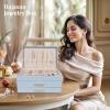 imageDajasan Jewelry Boxes for Women Jewelry Box Organizer with 2 Drawers 3Tier Large Jewelry Holder Organizer Box for Necklace Ring Earring Bracelet Gift Idea Modern Style WhiteSmoky Blue