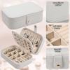 imageDajasan Mini Travel Jewelry Case Portable Travel Jewelry Box Christmas Gifts 2023 Small Jewelry Gift Box for Valentines Day Birthday Mothers Day Christmas Beige