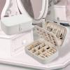 imageDajasan Mini Travel Jewelry Case Portable Travel Jewelry Box Christmas Gifts 2023 Small Jewelry Gift Box for Valentines Day Birthday Mothers Day Christmas Beige
