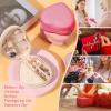 imageDajasan Small Jewelry Box Travel Jewelry Case Portable Heartshaped Leather Jewelry Box for Earrings Bracelets Rings Necklace BeigeBeige