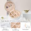 imageDajasan Velvet Jewelry Organizer Mini Travel Jewelry Case Small Portable Travel Organizer Box with Mirror for Women Girls GreyBeige 2