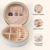 imageDajasan Velvet Jewelry Organizer Mini Travel Jewelry Case Small Portable Travel Organizer Box with Mirror for Women Girls GreyBeige 2