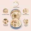 imageDajasan Velvet Jewelry Organizer Mini Travel Jewelry Case Small Portable Travel Organizer Box with Mirror for Women Girls GreyBlue 1
