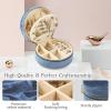 imageDajasan Velvet Jewelry Organizer Mini Travel Jewelry Case Small Portable Travel Organizer Box with Mirror for Women Girls GreyBlue 1
