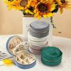 imageDajasan Velvet Jewelry Organizer Mini Travel Jewelry Case Small Portable Travel Organizer Box with Mirror for Women Girls GreyBlue 1