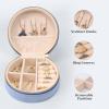 imageDajasan Velvet Jewelry Organizer Mini Travel Jewelry Case Small Portable Travel Organizer Box with Mirror for Women Girls GreyBlue 2
