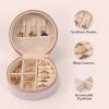 imageDajasan Velvet Jewelry Organizer Mini Travel Jewelry Case Small Portable Travel Organizer Box with Mirror for Women Girls GreyPink 2