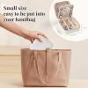 imageDajasan Velvet Travel Jewelry Box Mini Travel Jewelry Case Small Portable Travel Jewelry Organizer for Women Girls GreenBeige 3