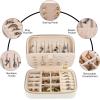 imageDajasan Velvet Travel Jewelry Box Mini Travel Jewelry Case Small Portable Travel Jewelry Organizer for Women Girls GreenBeige