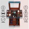 imageDajasan Watch Box Watch Case for Men 8 Slot Watch Display Case 3 Layers Large Sunglass Storage Organizer for Watch Ring Jewelry Gift Idea PU Leather BlackBlue  Brown