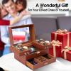imageDajasan Watch Box Watch Case for Men 8 Slot Watch Display Case 3 Layers Large Sunglass Storage Organizer for Watch Ring Jewelry Gift Idea PU Leather BlackBrown  Brown