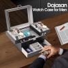 imageDajasan Watch Box Watch Case for Men 8 Slot Watch Display Case 3 Layers Large Sunglass Storage Organizer for Watch Ring Jewelry Gift Idea PU Leather BlackBlack  Grey