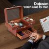 imageDajasan Watch Box Watch Case for Men 8 Slot Watch Display Case 3 Layers Large Sunglass Storage Organizer for Watch Ring Jewelry Gift Idea PU Leather BlackBrown  Brown