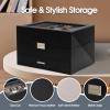 imageDajasan Watch Box Watch Case for Men 8 Slot Watch Display Case 3 Layers Large Sunglass Storage Organizer for Watch Ring Jewelry Gift Idea PU Leather BlackBlack  Grey