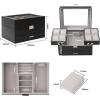 imageDajasan Watch Box Watch Case for Men 8 Slot Watch Display Case 3 Layers Large Sunglass Storage Organizer for Watch Ring Jewelry Gift Idea PU Leather BlackBlack  Grey
