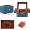 imageDajasan Watch Box Watch Case for Men 8 Slot Watch Display Case 3 Layers Large Sunglass Storage Organizer for Watch Ring Jewelry Gift Idea PU Leather BlackBlue  Brown
