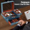 imageDajasan Watch Box Watch Case for Men 8 Slot Watch Display Case 3 Layers Large Sunglass Storage Organizer for Watch Ring Jewelry Gift Idea PU Leather BlackBlue  Brown