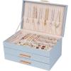imageDajasan Jewelry Boxes for Women Jewelry Box Organizer with 2 Drawers 3Tier Large Jewelry Holder Organizer Box for Necklace Ring Earring Bracelet Gift Idea Modern Style WhiteSmoky Blue