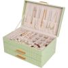 imageDajasan Jewelry Boxes for Women Jewelry Box Organizer with 2 Drawers 3Tier Large Jewelry Holder Organizer Box for Necklace Ring Earring Bracelet Gift Idea Modern Style WhiteAvocado Green