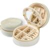 imageDajasan Velvet Jewelry Organizer Mini Travel Jewelry Case Small Portable Travel Organizer Box with Mirror for Women Girls GreyBeige 1