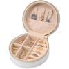imageDajasan Velvet Jewelry Organizer Mini Travel Jewelry Case Small Portable Travel Organizer Box with Mirror for Women Girls GreyBeige 2