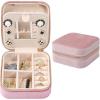 imageDajasan Velvet Travel Jewelry Box Mini Travel Jewelry Case Small Portable Travel Jewelry Organizer for Women Girls GreenPink 3