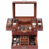 imageDajasan Watch Box Watch Case for Men 8 Slot Watch Display Case 3 Layers Large Sunglass Storage Organizer for Watch Ring Jewelry Gift Idea PU Leather BlackBrown  Brown