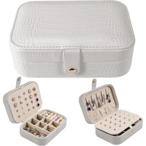 imageDajasan Mini Travel Jewelry Case Portable Travel Jewelry Box Christmas Gifts 2023 Small Jewelry Gift Box for Valentines Day Birthday Mothers Day Christmas Beige
