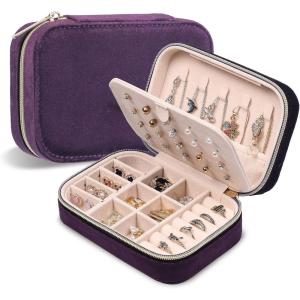 imageDajasan Velvet Travel Jewelry Box Mini Travel Jewelry Case Small Portable Travel Jewelry Organizer for Women Girls GreenModena
