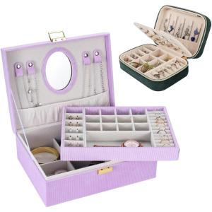 imageDajasan 2 Layers Jewelry Box for Women  Velvet Travel Jewelry Box