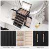 imageDajasan Large Jewelry Organizer Box Jewelry Boxes for Women Girls 6Tier Jewelry Storage Organizer with Mirror for Necklace Ring Bracelet Watch Gift Idea BeigeBlack