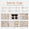 imageDajasan Large Jewelry Organizer Box Jewelry Boxes for Women Girls 6Tier Jewelry Storage Organizer with Mirror for Necklace Ring Bracelet Watch Gift Idea BeigeBeige