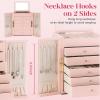 imageDajasan Large Jewelry Organizer Box Jewelry Boxes for Women Girls 6Tier Jewelry Storage Organizer with Mirror for Necklace Ring Bracelet Watch Gift Idea BeigePink