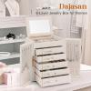 imageDajasan Large Jewelry Organizer Box Jewelry Boxes for Women Girls 6Tier Jewelry Storage Organizer with Mirror for Necklace Ring Bracelet Watch Gift Idea BeigeBeige