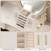 imageDajasan Large Jewelry Organizer Box Jewelry Boxes for Women Girls 6Tier Jewelry Storage Organizer with Mirror for Necklace Ring Bracelet Watch Gift Idea BeigeBeige