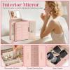 imageDajasan Large Jewelry Organizer Box Jewelry Boxes for Women Girls 6Tier Jewelry Storage Organizer with Mirror for Necklace Ring Bracelet Watch Gift Idea BeigePink