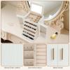 imageDajasan Large Jewelry Organizer Box Jewelry Boxes for Women Girls 6Tier Jewelry Storage Organizer with Mirror for Necklace Ring Bracelet Watch Gift Idea BeigeWhite