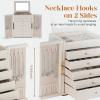 imageDajasan Large Jewelry Organizer Box Jewelry Boxes for Women Girls 6Tier Jewelry Storage Organizer with Mirror for Necklace Ring Bracelet Watch Gift Idea BeigeBeige